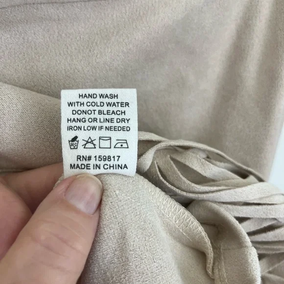 Alter’d State Light Taupe Fringe Faux Suede Mini Skirt Size L - Picture 8 of 9